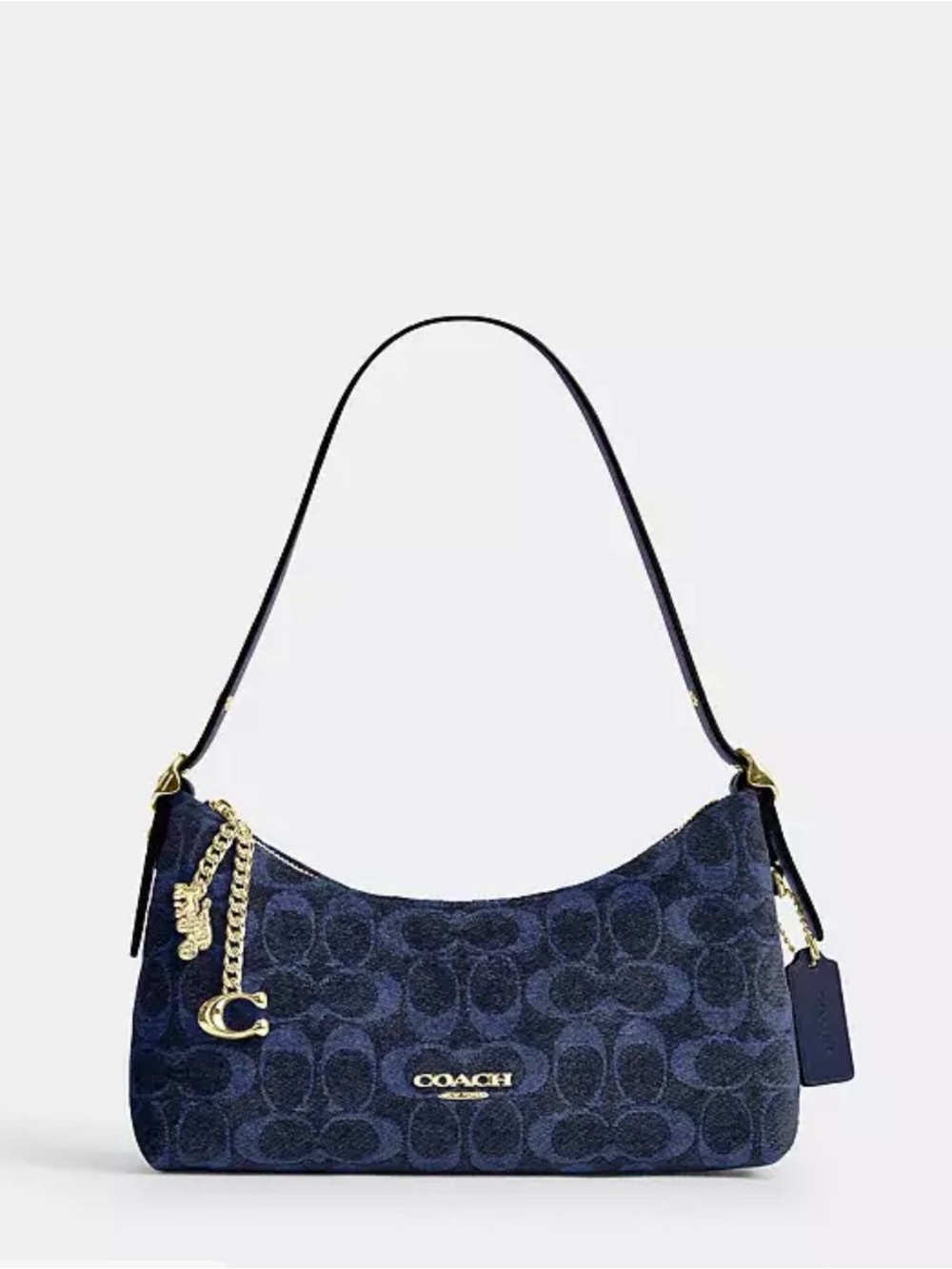 Coach Emeilia Shoulder Bag in Navy signature chenille